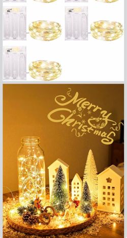 7pk Minetom Fairy Lights Battery Operated, 7FT 20LED String Light Indoor Fairy Lights with Timer, Silver Wire, Battery Powered Christmas Light for Bed