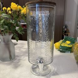 Glass Beverage Dispenser For Lemonade Etc