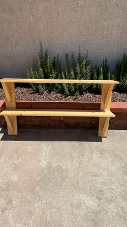 Wood double shelf unit