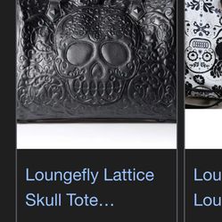 Loungefly Lattice Skull Tote Shoulder Bag, Black,