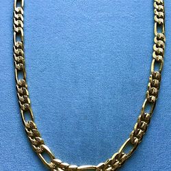 24” Diamond Cut Figaro 8mm Necklace 14k Gold Plated *Pickup Boca Raton