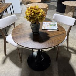 Modern Round Dining Table Set – 3 Piece  ✔ Round dining table (31.5”) ✔ 2 upholstered chairs ✔ Perfect for small spaces, apartments, breakfast nook or