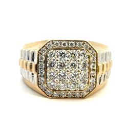 Men’s 14k Two Toned White Yellow Gold Lab Grown Diamond Cluster Ring Size 10.5 GP3124794