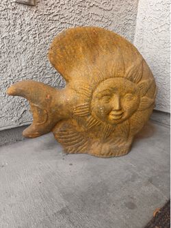 Sun moon fish yard art