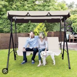 3-seater swing chair with adjustable awning, outdoor porch swing, beige $60 