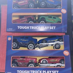 2 Sets of Tough Truck Friction Powered Trucks Play Sets