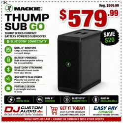 Mackie Battery Powered Bluetooth Subwoofer Powered Compact Bass Cabinet Dual 8" Speakers Thump Sub GO 🚨 No Credit Needed 🚨