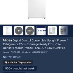 The Midea 17 cu. ft. Convertible Upright Freezer