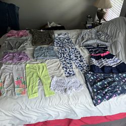 Carters girls size 6/6x clothes. Dresses, leggings, sorts, skirt, pjs. Some are faded/have light stains/piling - see pics