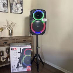 QFX 15” Bluetooth Rechargeable Party Speaker with Microphone , LED Party Lights  & Stand Included 🔊🎤🎶🔊🎶🎶