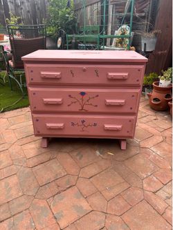 Colorful hand paint pink dresser