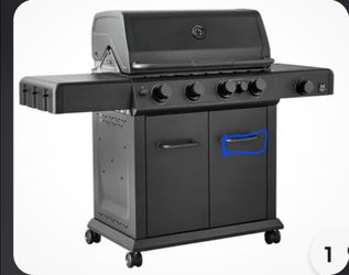 PROPANE GAS BBQ GRILL NEW ASSAMBLED FROM THE BOX SMALL DENT WITH SIDE BURNER AND COVER INCLUIDED