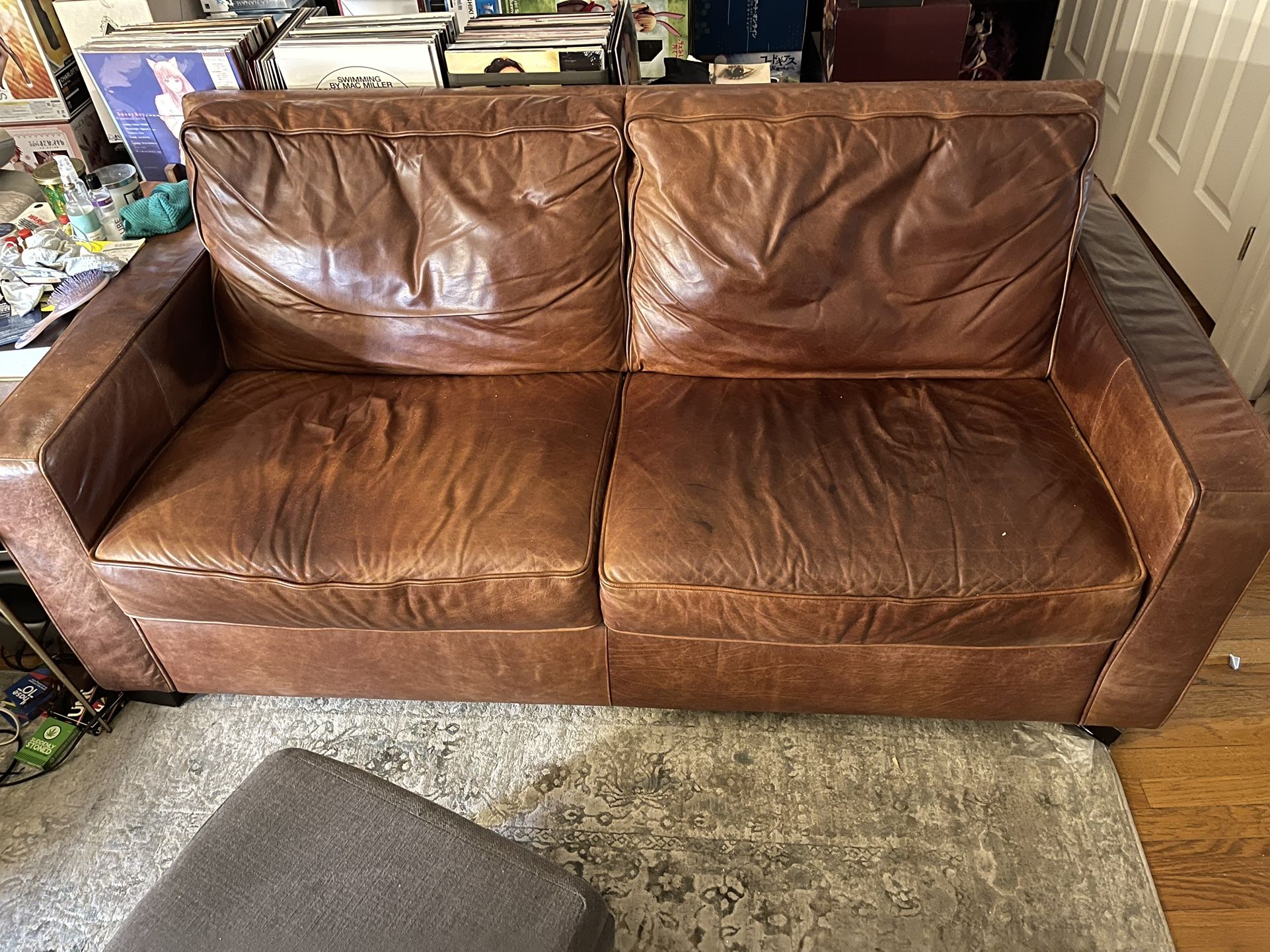 West Elm leather Couch