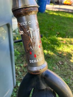 BMX bicycle frame with a Cult Crew and Chase Dehart Odyssey