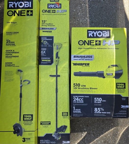 Ryobi 18V 15"String Trimmer, Edger & Blower