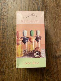 Mr. Huiles Oil Dispenser Bottle With Brush In Blue