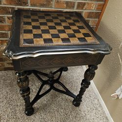 Vintage Chess & Backgammon Game Table with Drawers