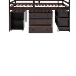 Kid Loft Bed With Desk Bookcase Bureau 