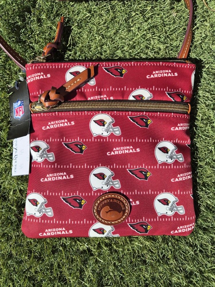 Dooney Burke Crossbody Bag Purse NFL Arizona Cardinals Leather Trim New With Tags - I live In Gilbert - RARE pattern.