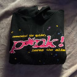 Sp5der P*NK Hoodie Black size medium never worn