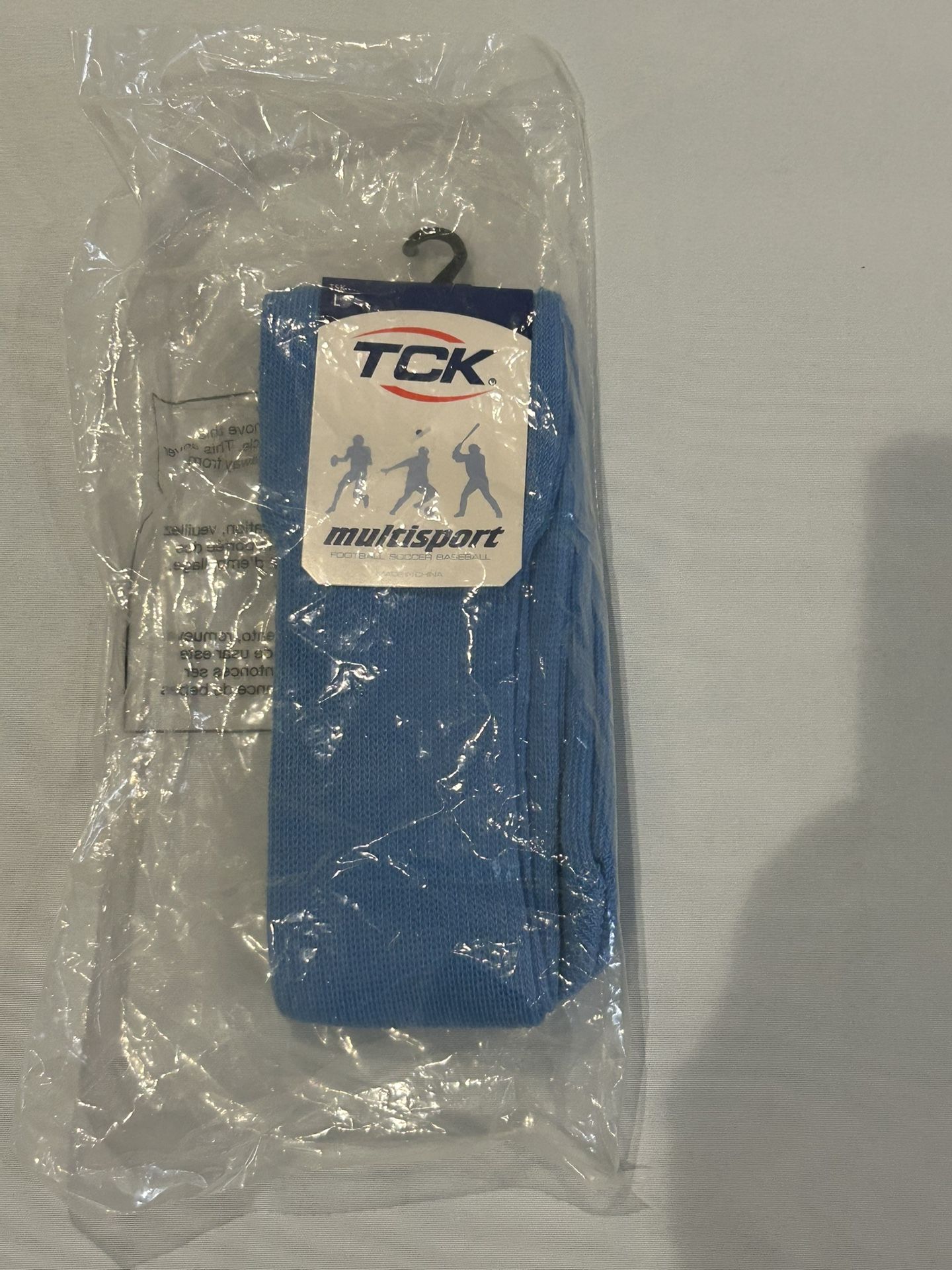 NWT TSK Columbia blue sport socks size large