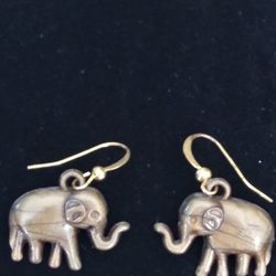 Vintage Gold plated EAR Wires  elephant EARRINGS