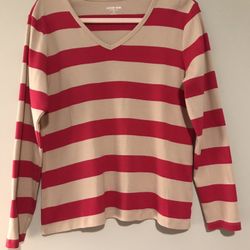 Lands’ End Women’s All Cotton Long Sleeve T shirt, Large