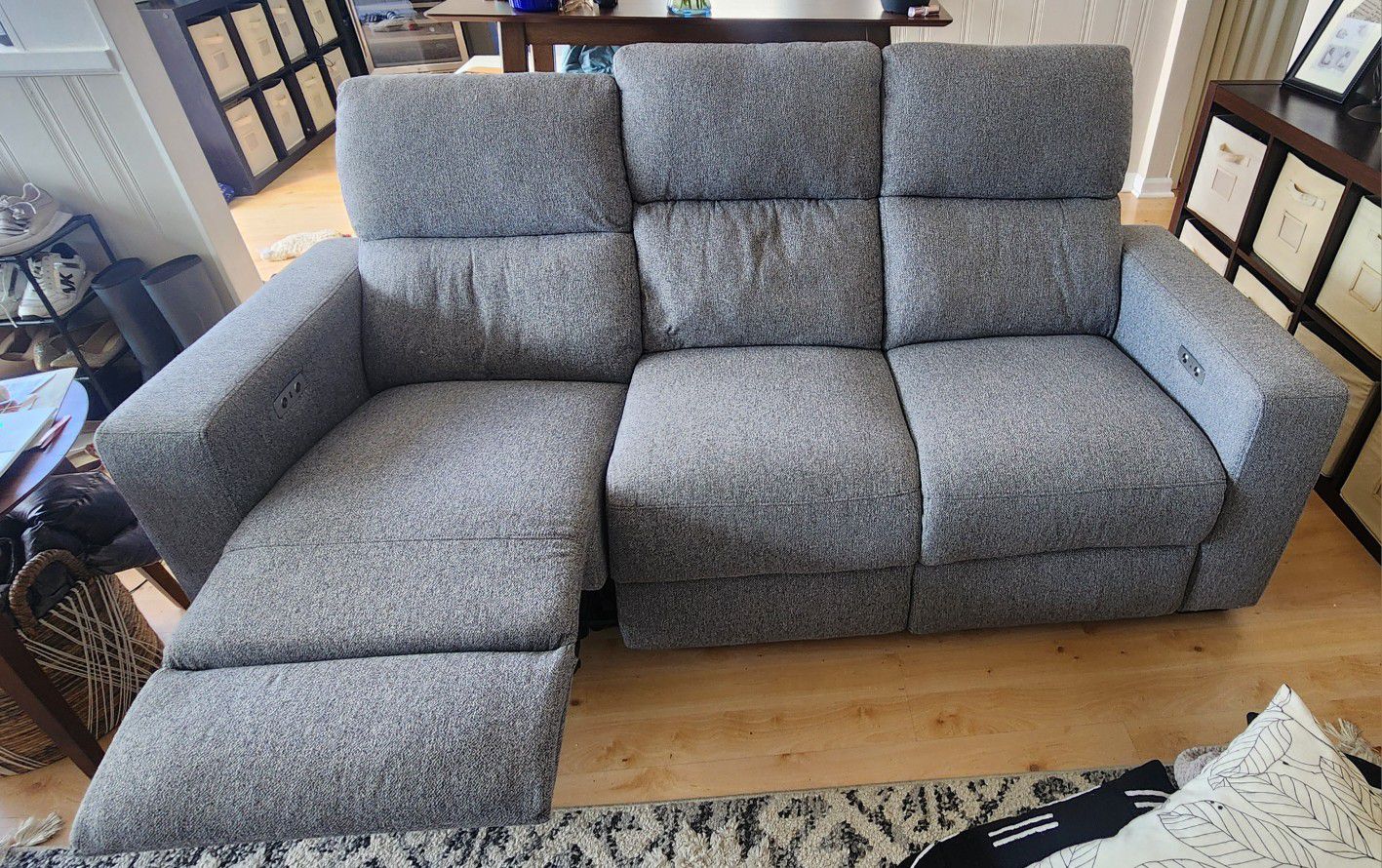 Gray Power Reclining Couch 