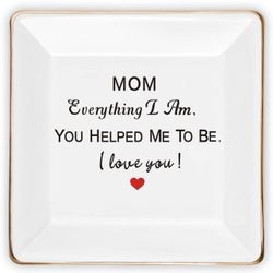 Mothers Day Mom Gifts from Daughter Son,Jewelry Tray Ceramic Ring Dish Decorative Presents for Mother,Personalized Birthday Gifts for Mama Wife from H