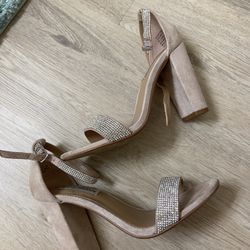 rhinestone silver and beige steve madden heels size 7 