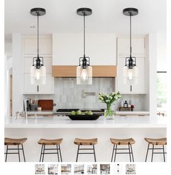 3 Pack Pendant Lights Clear Glass