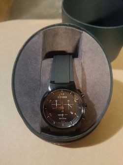 Citizen Eco-Drive Chronograph GN-4-S with Black Dial Black Rubber Strap Not Current Market Price $250~400 *NIB*!