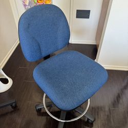 OfficeMaster Drafting Chair – Adjustable Height w/ Foot Ring (Blue)