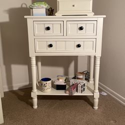 Small White Three-Drawer Console Table 