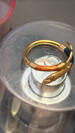 Gold Snake Wrap Ring with Enamel Detail