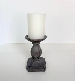 Grey Pillar Candleholder | Candle Included