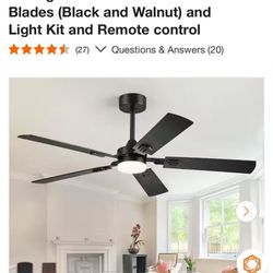 52 in. Indoor Black 3-Colors LED Ceiling Fan with Dual-Finish Blades 
