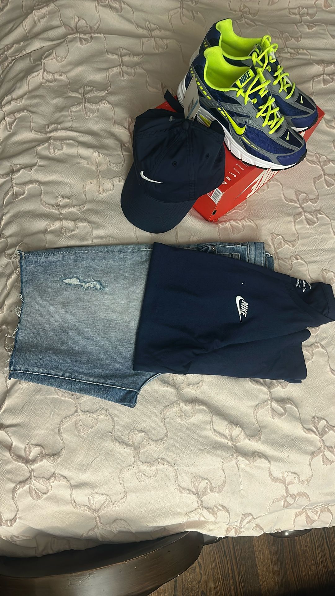 9 Nikes, Adjustable Nike Hat , Nike T Size L , Cut Offs Jean Shorts Size 33