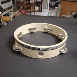 Adult Wooden Tambourine With Stainless Iron Jingles 8"
