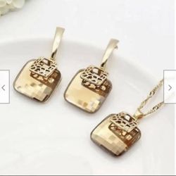 Champagne Square Style Gold Plated Jewelry Set