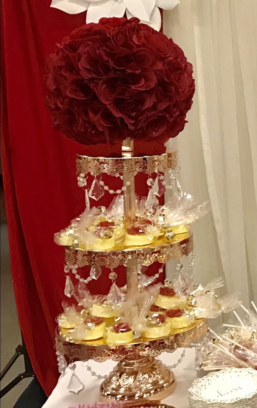 3 Tier Gold Cupcake Stand with crystals