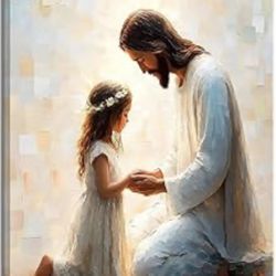 New 16x24” Jesus and Little Girl Wall Art Christian Religious Serenity Prayer Prints Artwork 
