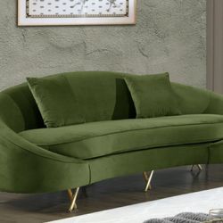 Serpentine Velvet Olive Sofa

