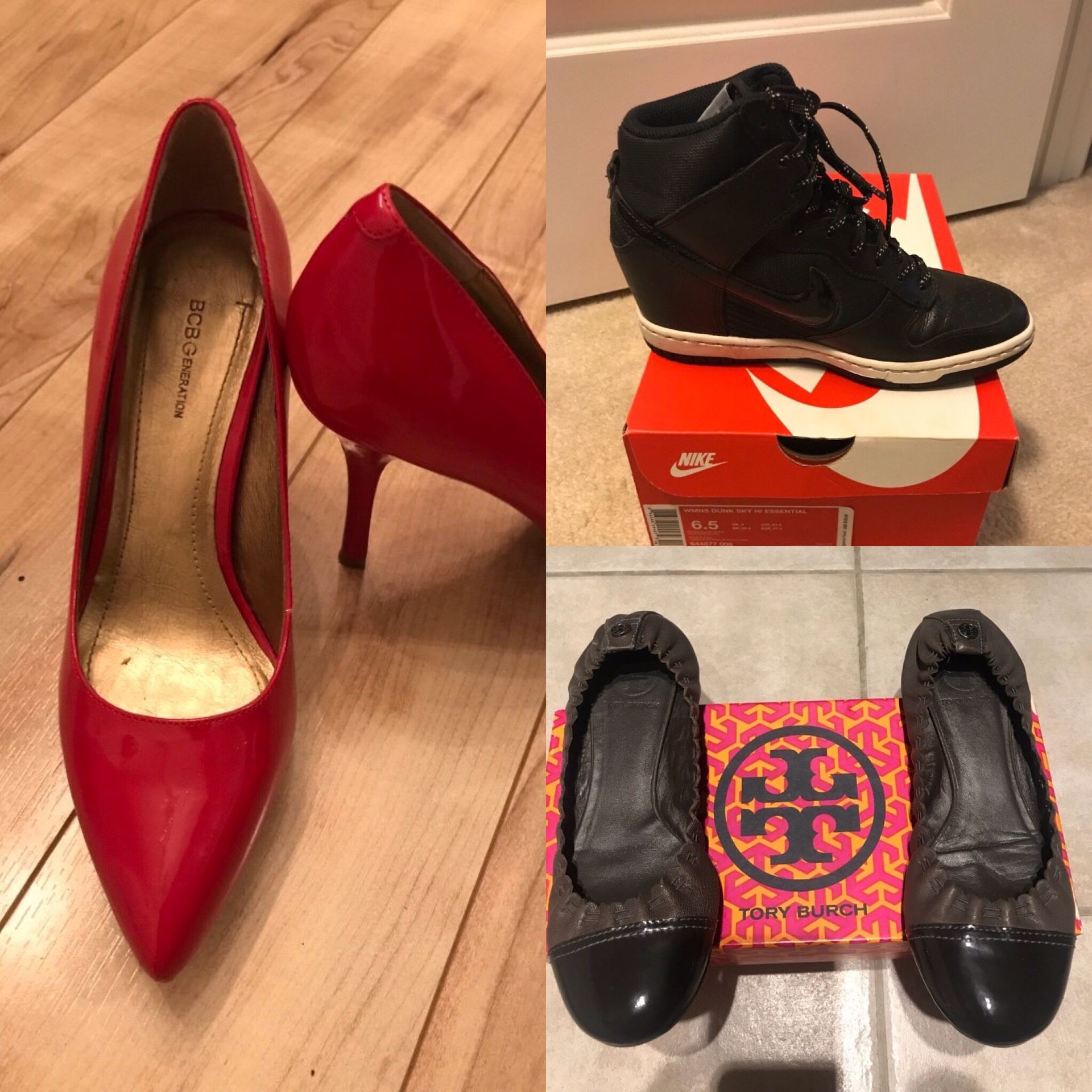 Women’s shoes Tory Burch, BCBG, and Nike