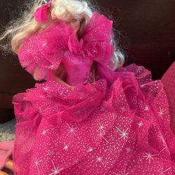 HAPPY HOLIDAY Barbie Hot Pink Special Edition 1990 #4098 Glitter Dress Tulle 90s