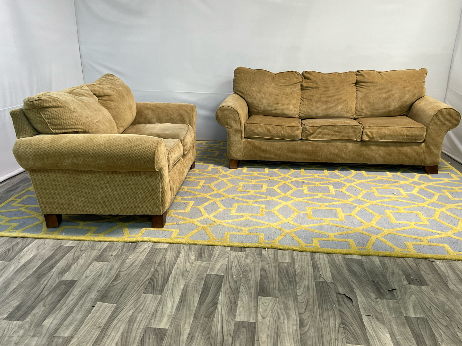 ( Delivery Available ) Light Brown Couch Set with Sleeper