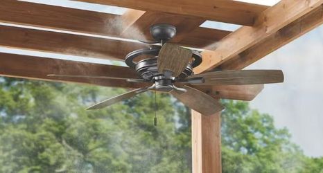 Hampton Bay 52 in. Misting Fan Outdoor Only Natural Iron Ceiling Fan 