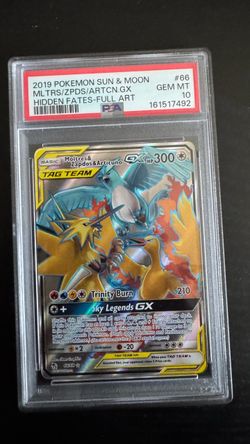 Pokemon card 2019 Pokemon Sun & Moon Hidden Fates Moltres & Zapdos & Articuno GX #66 PSA 10