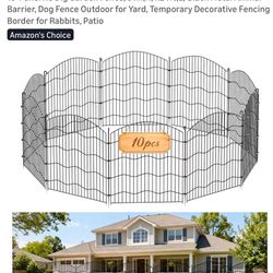 10-Panel No Dig Garden Fence, 31in(H) x24ft(L) Black Metal Animal Barrier, Dog Fence Outdoor for Yard, Temporary Decorative Fencing Border for Rabbits
