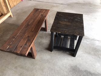 Table bench and end table